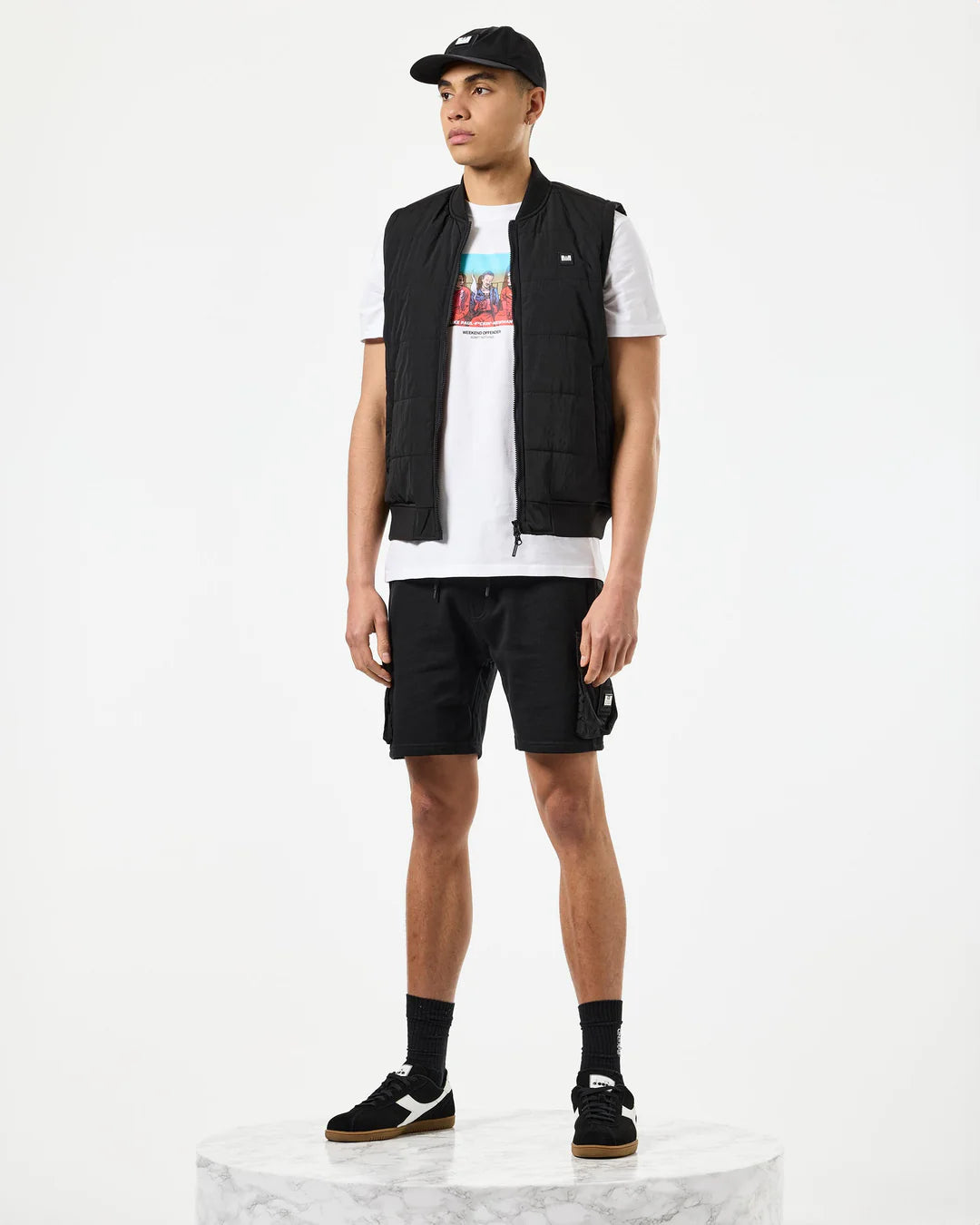 Weekend Offender Saharun Lightweight Quilted Gilet Black