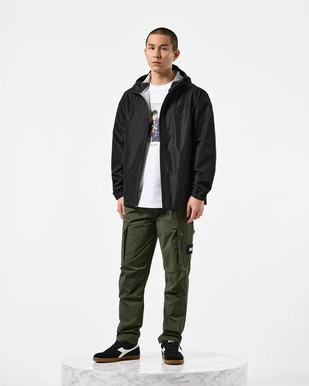 Weekend Offender Football + Festivals Waterproof Stow-away Jacket Black