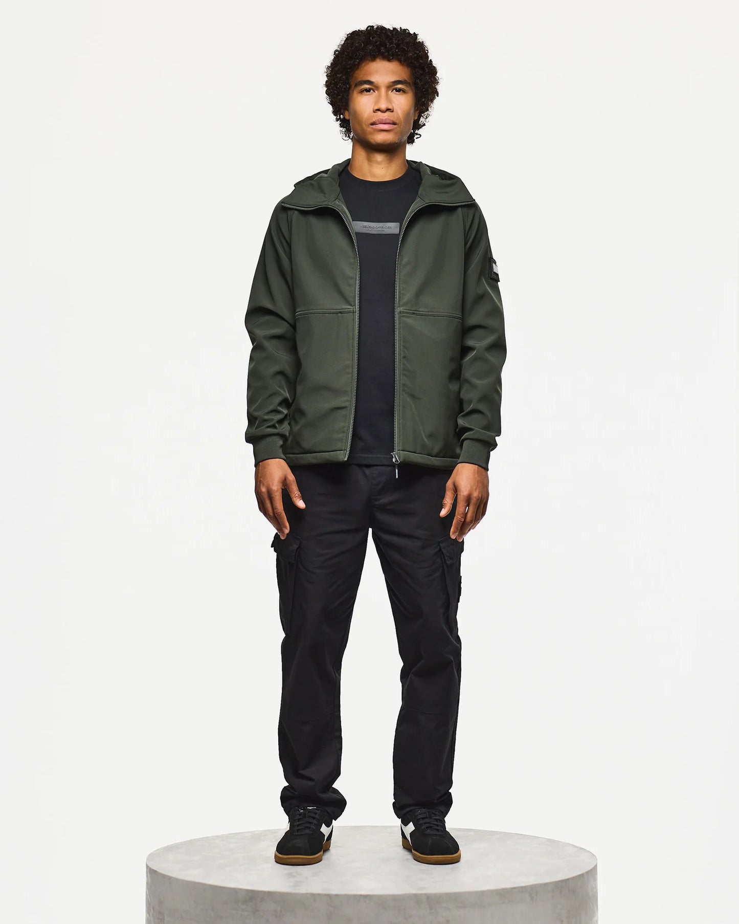 Weekend Offender Stipe Softshell Jacket Black Forest Green