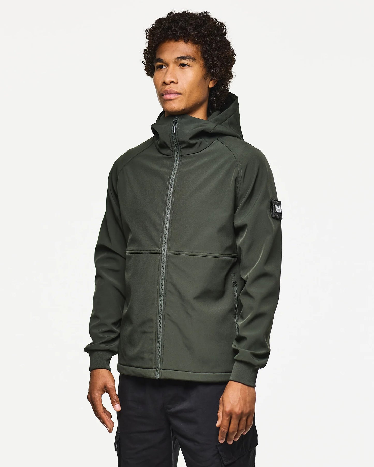 Weekend Offender Stipe Softshell Jacket Black Forest Green