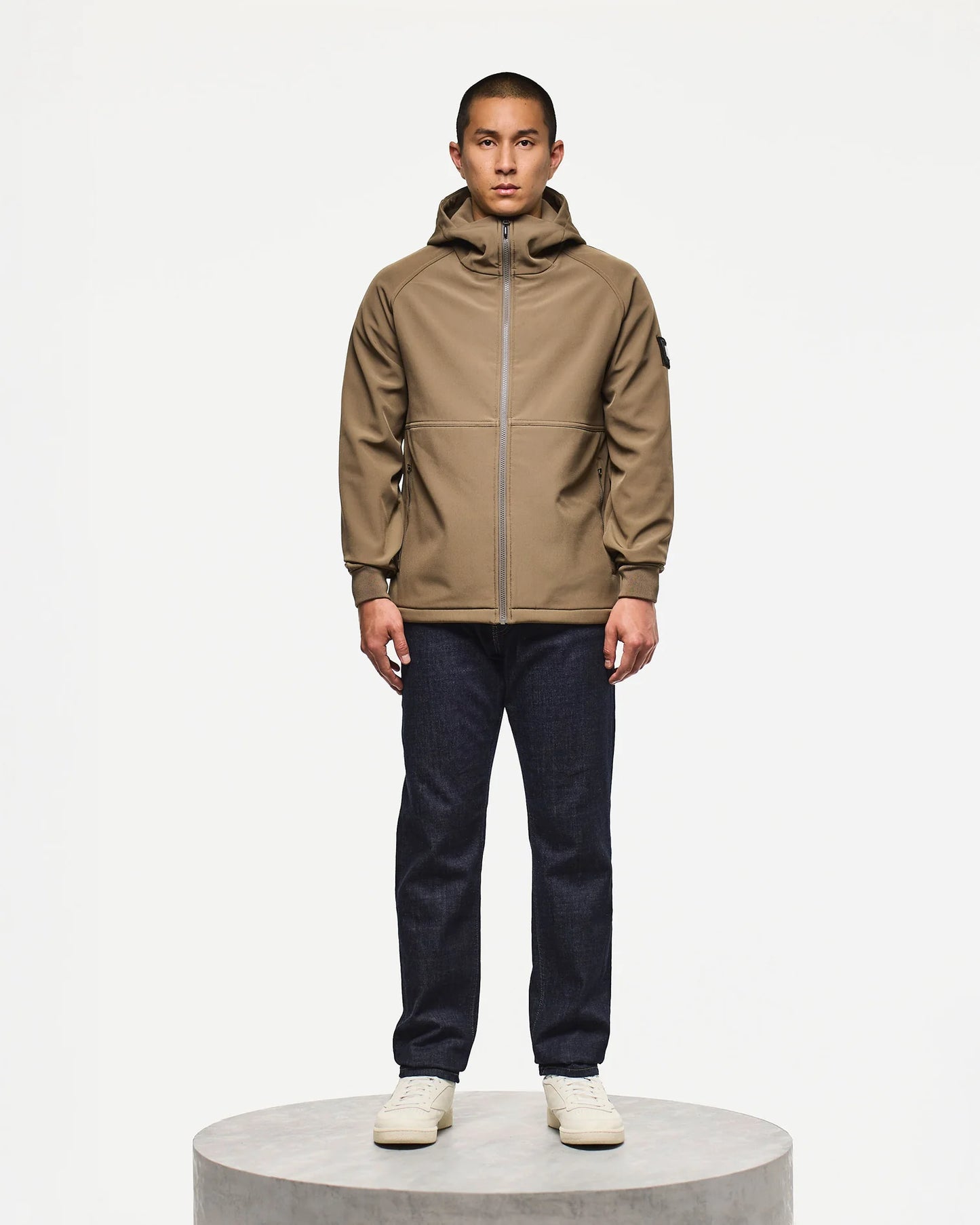 Weekend Offender Stipe Softshell Jacket Tobacco Brown