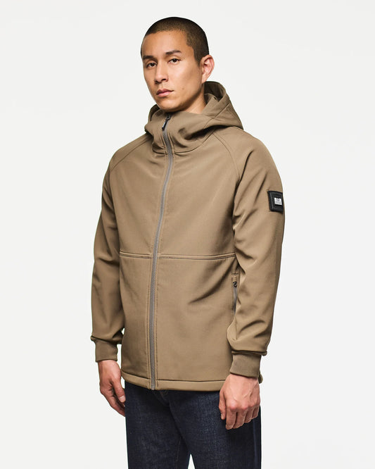 Weekend Offender Stipe Softshell Jacket Tobacco Brown