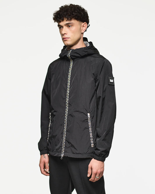 Weekend Offender Campania Check Windbreaker Jacket Black