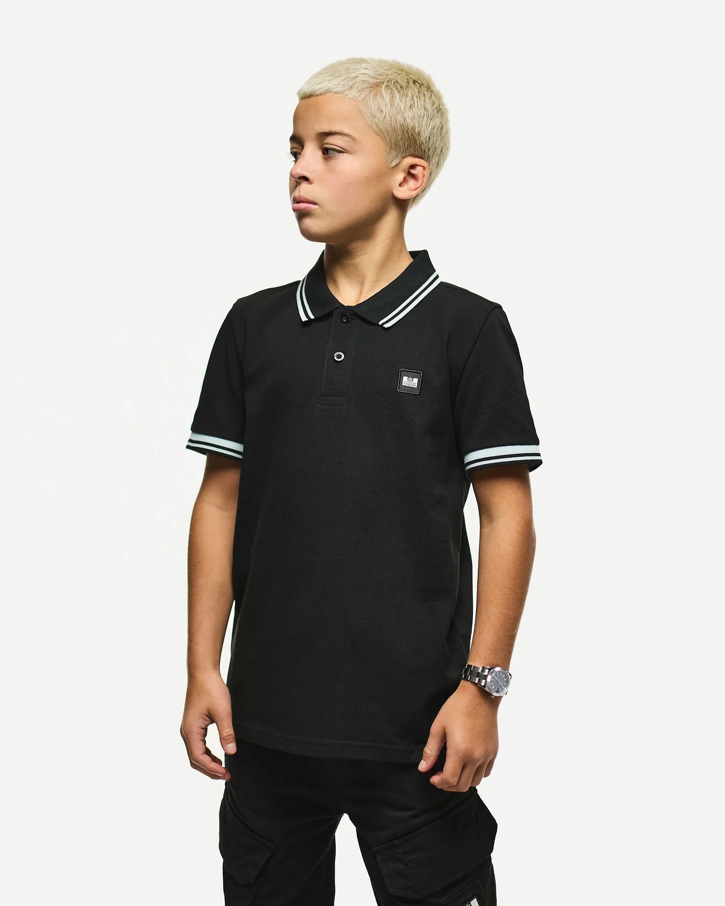 Weekend Offender Junior Levanto Polo Shirt Black/Sea Spray Blue