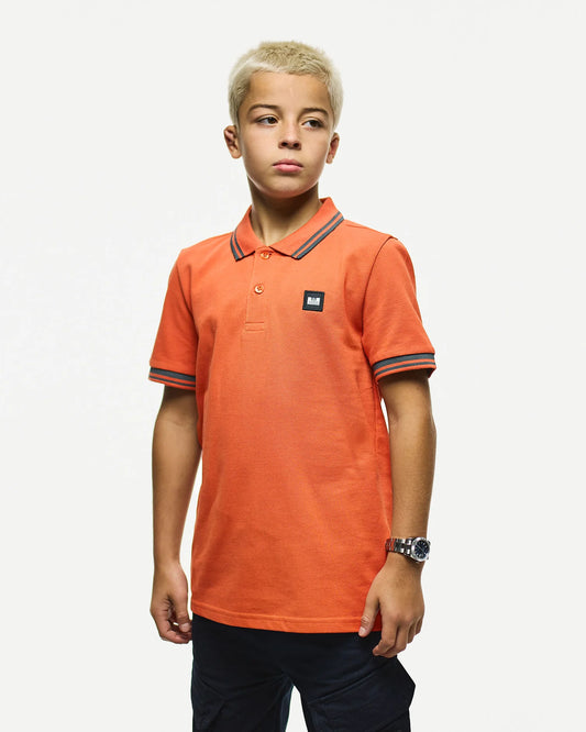 Weekend Offender Junior Levanto Polo Shirt Sunset Orange/Cyclone Grey