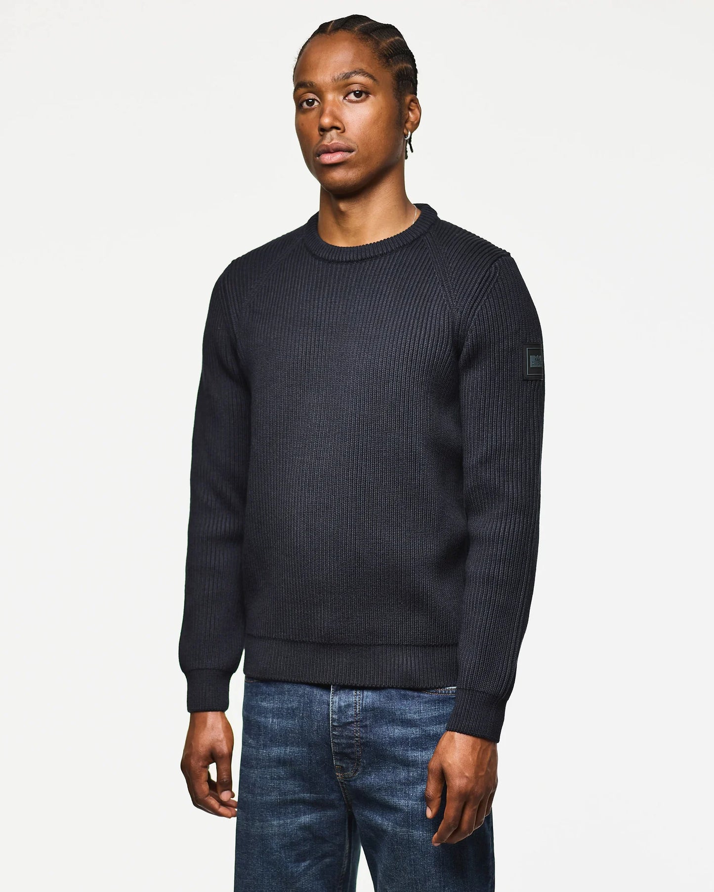 Weekend Offender Morello Rib Crew Sweater Navy