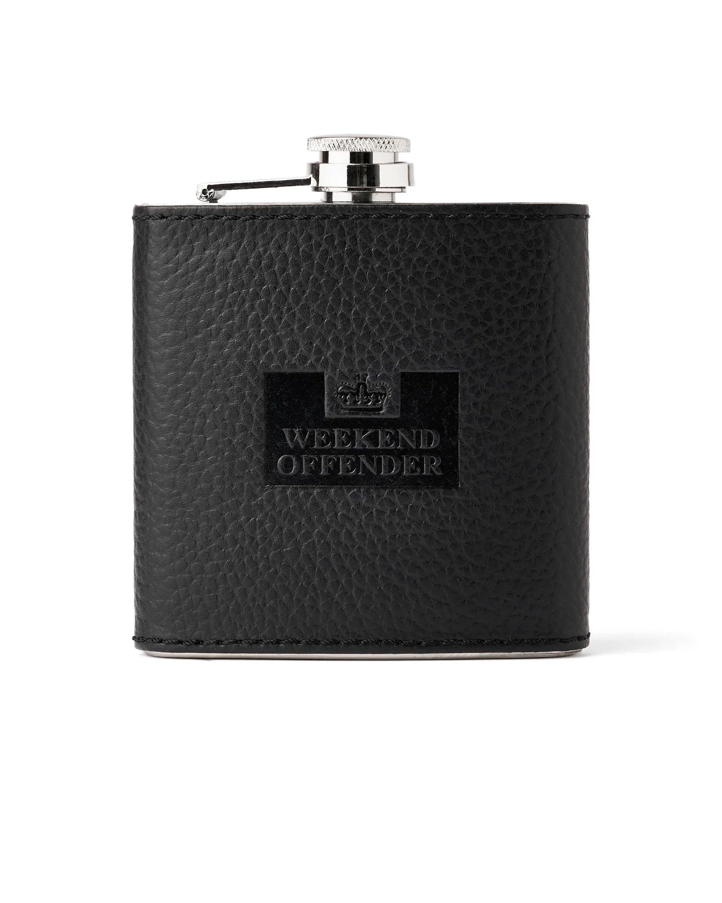 Weekend Offender Leather Hip Flask With Gift Box Black