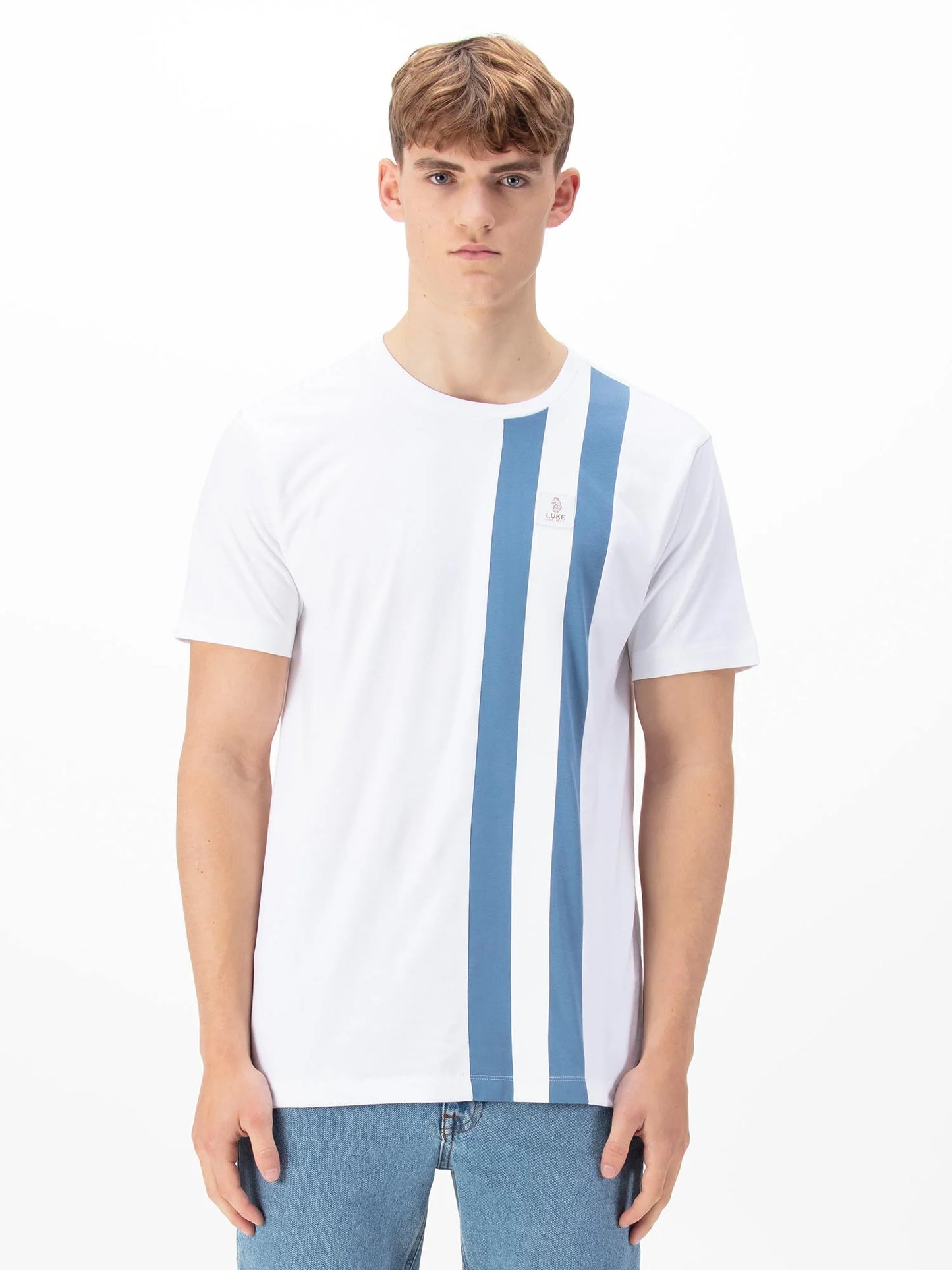 Luke 1977 Edale T-Shirt White Denim Blue