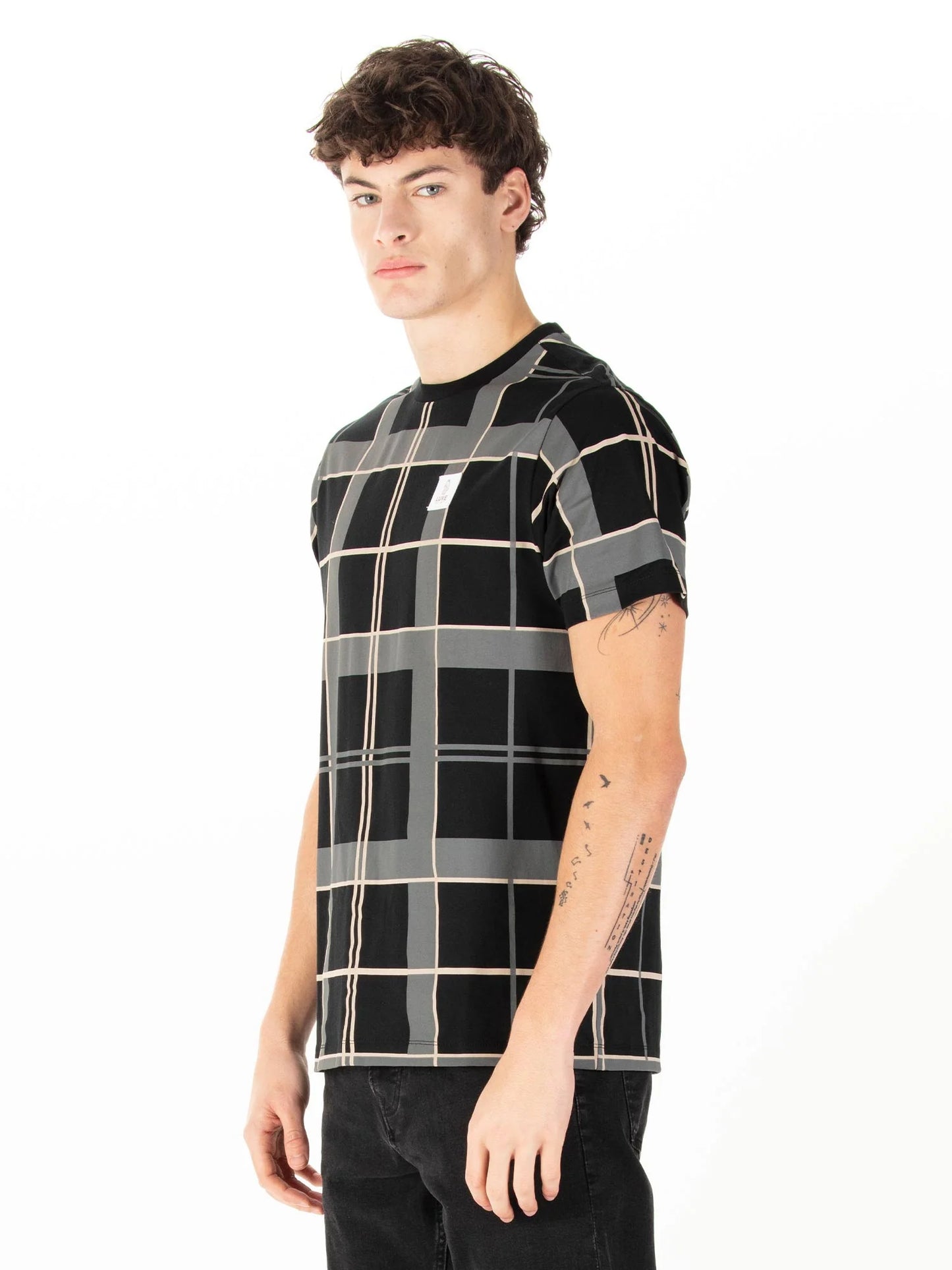 Luke 1977 Birdoswald Check T-Shirt Black & Ecru
