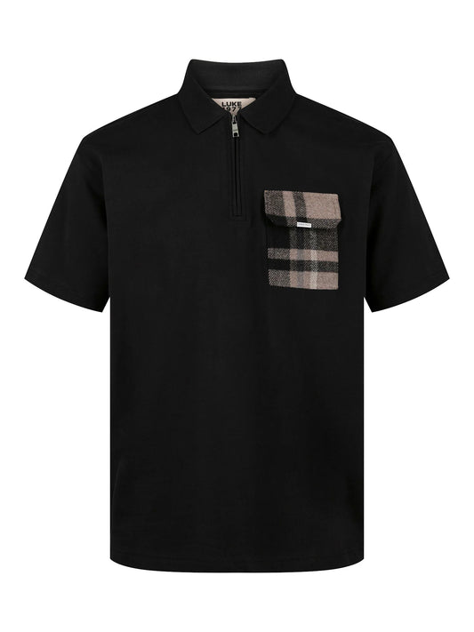Luke 1977 Magna Check Pocket Polo Shirt Black