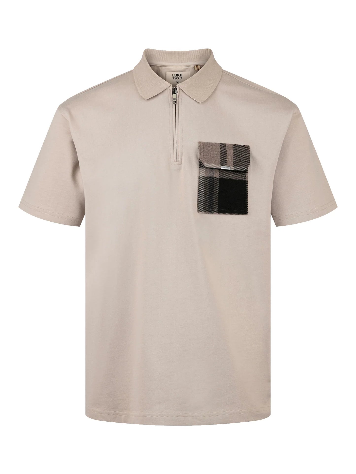 Luke 1977 Magna Check Pocket Polo Shirt Stone
