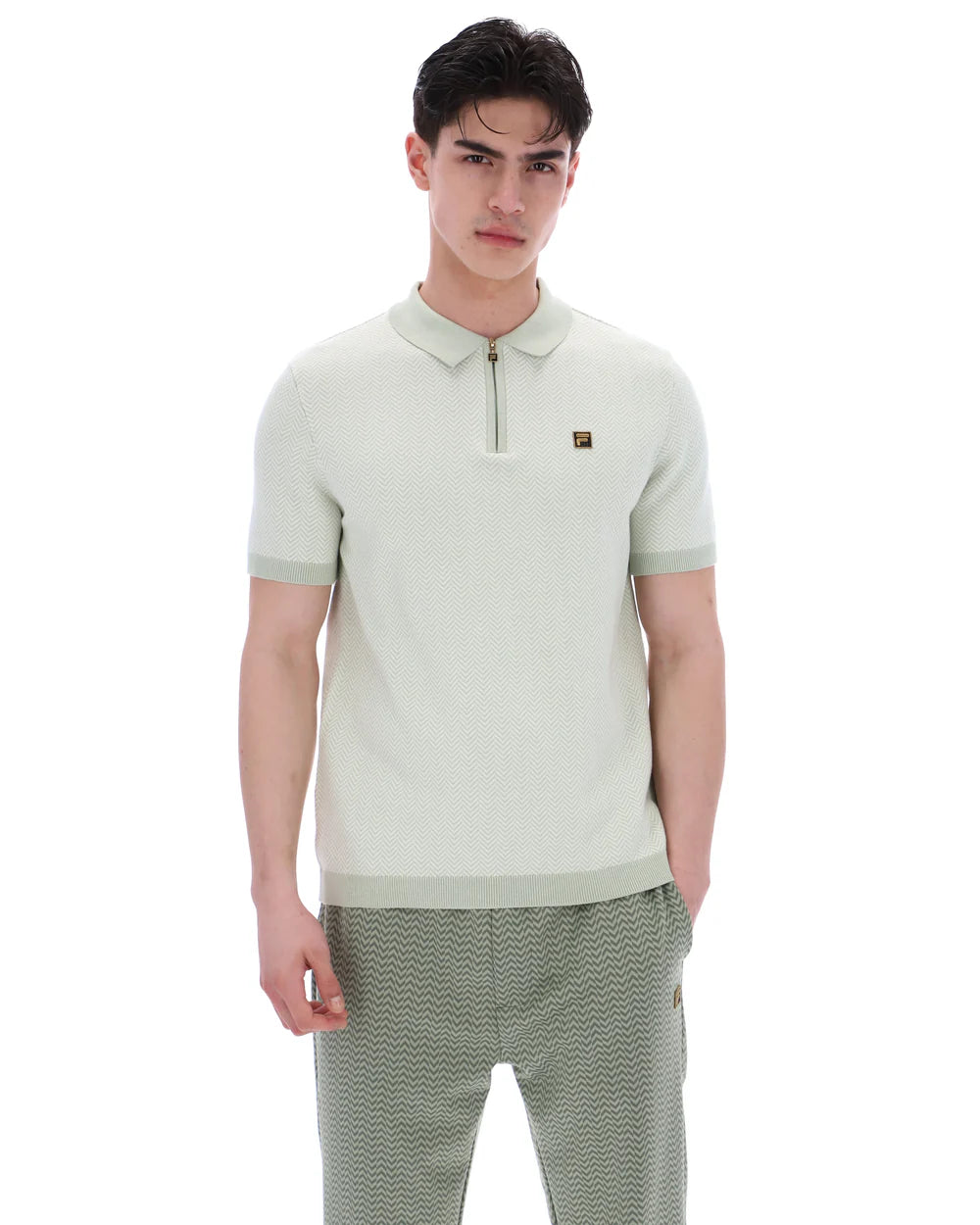 FILA Gold Marty Zip Polo Shirt Sea Foam