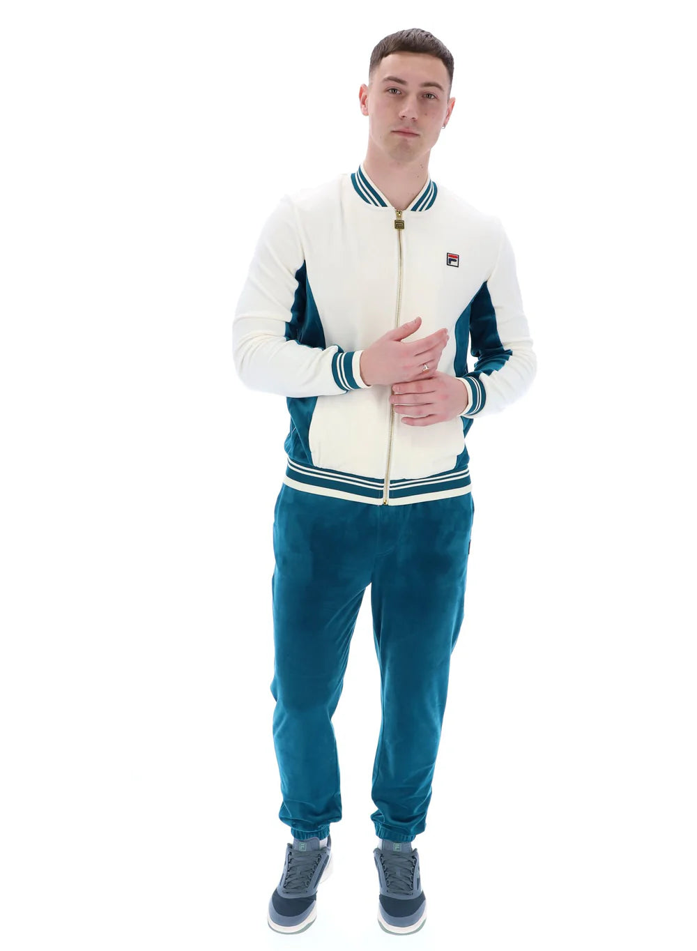 FILA Miguel Velour Track Jacket Gardenia/Deep Lagoon