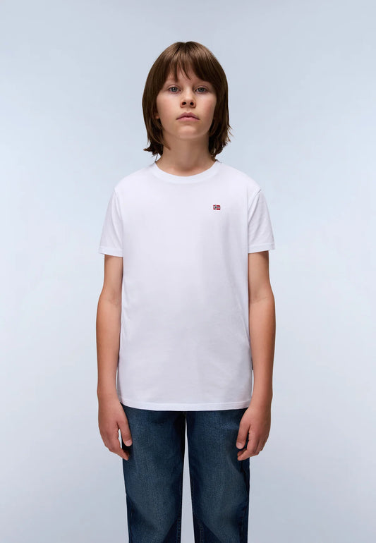 Napapijri Junior Salis Jersey Short Sleeve T-Shirt Bright White