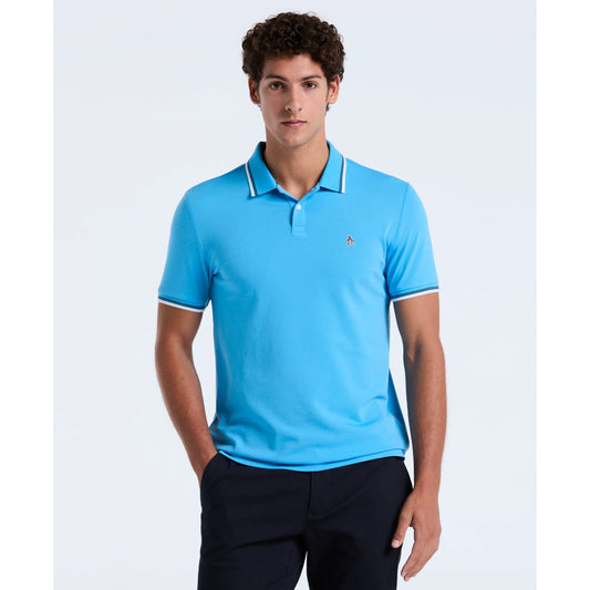 Original Penguin Pique Sticker Pete Tipped Polo Shirt Bonnie Blue