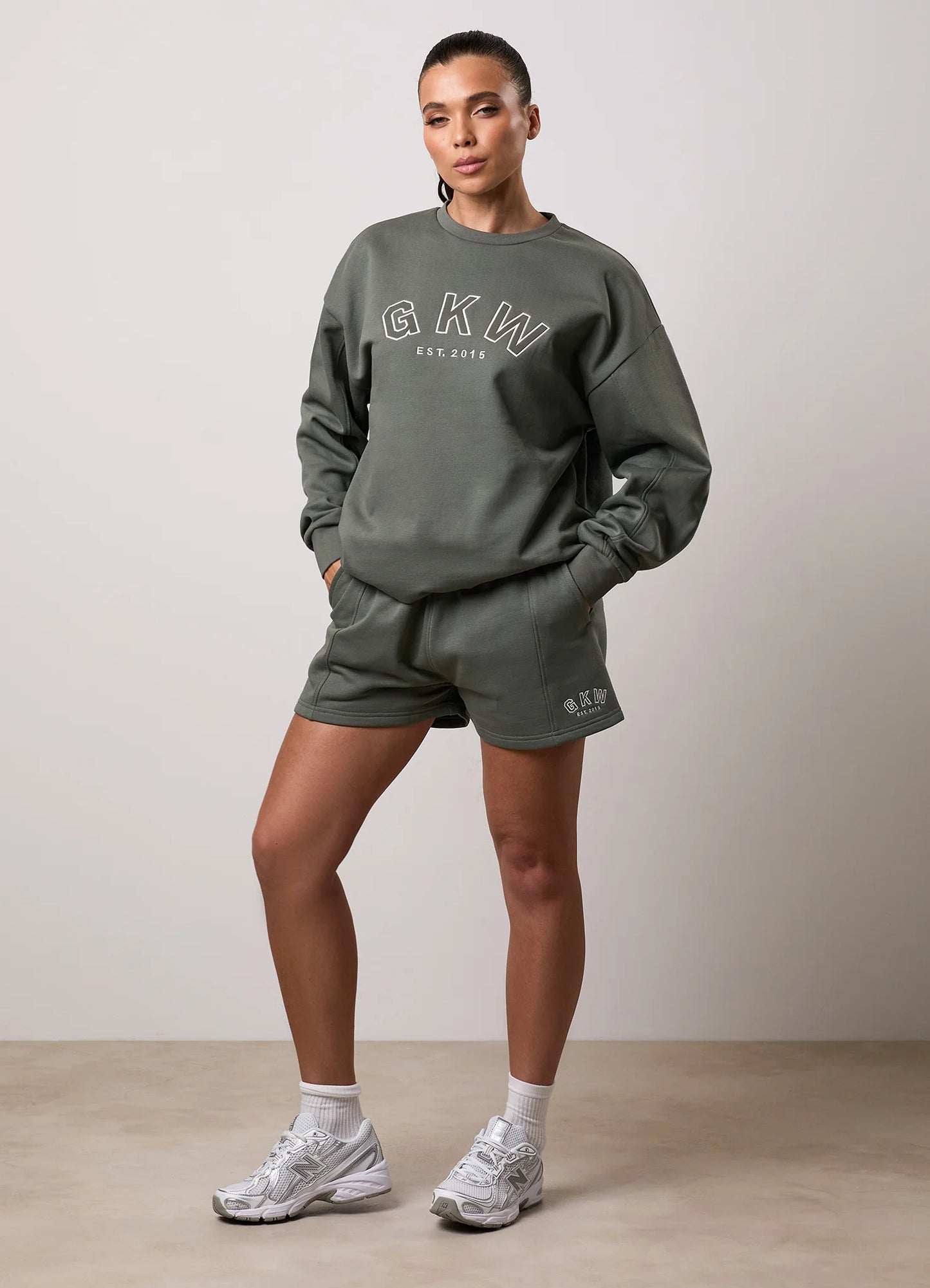 Gym King Ladies Oversized Crew Sweatshirt Dusk Green