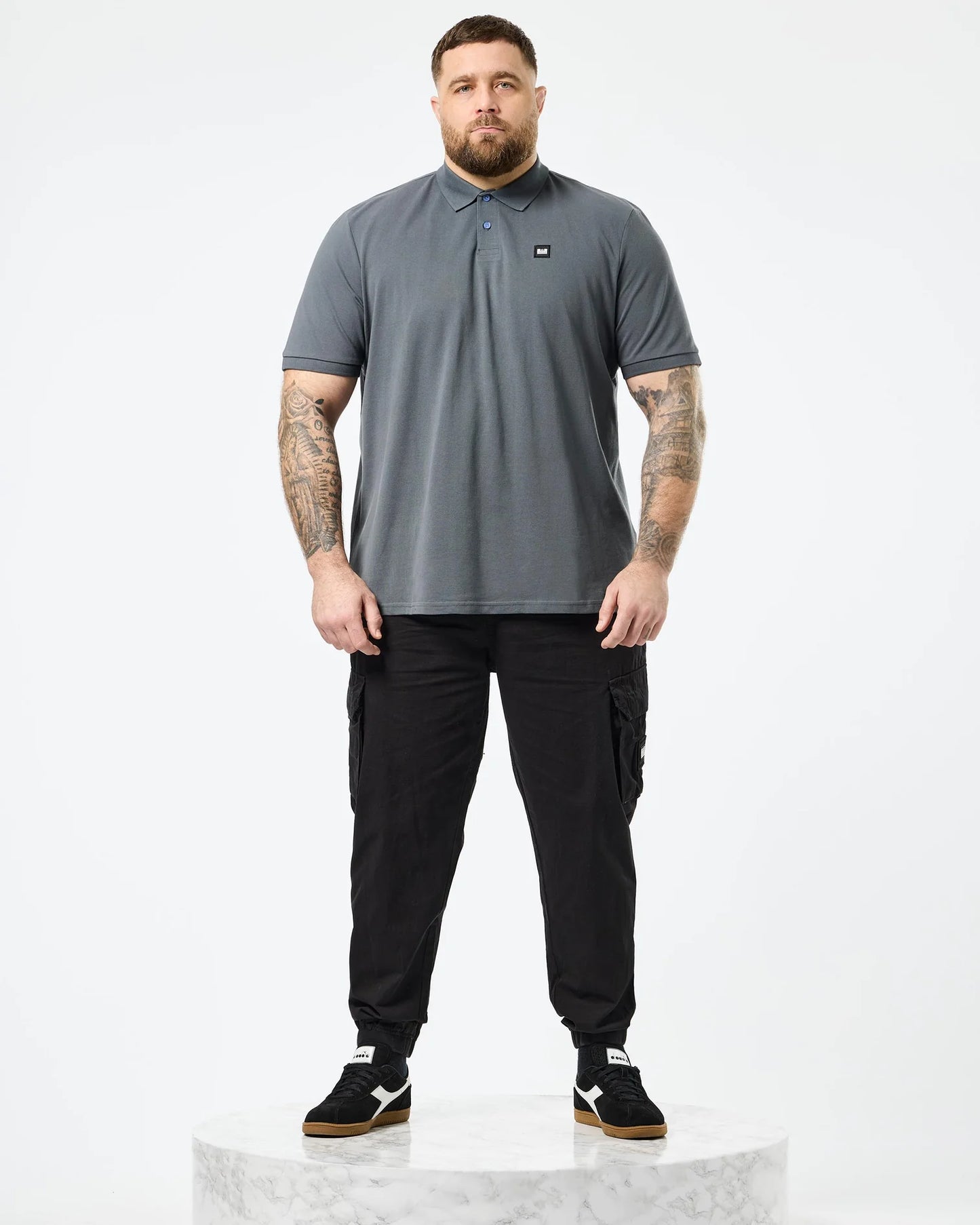 Weekend Offender Plus Size Caneiros Polo Shirt Zinc