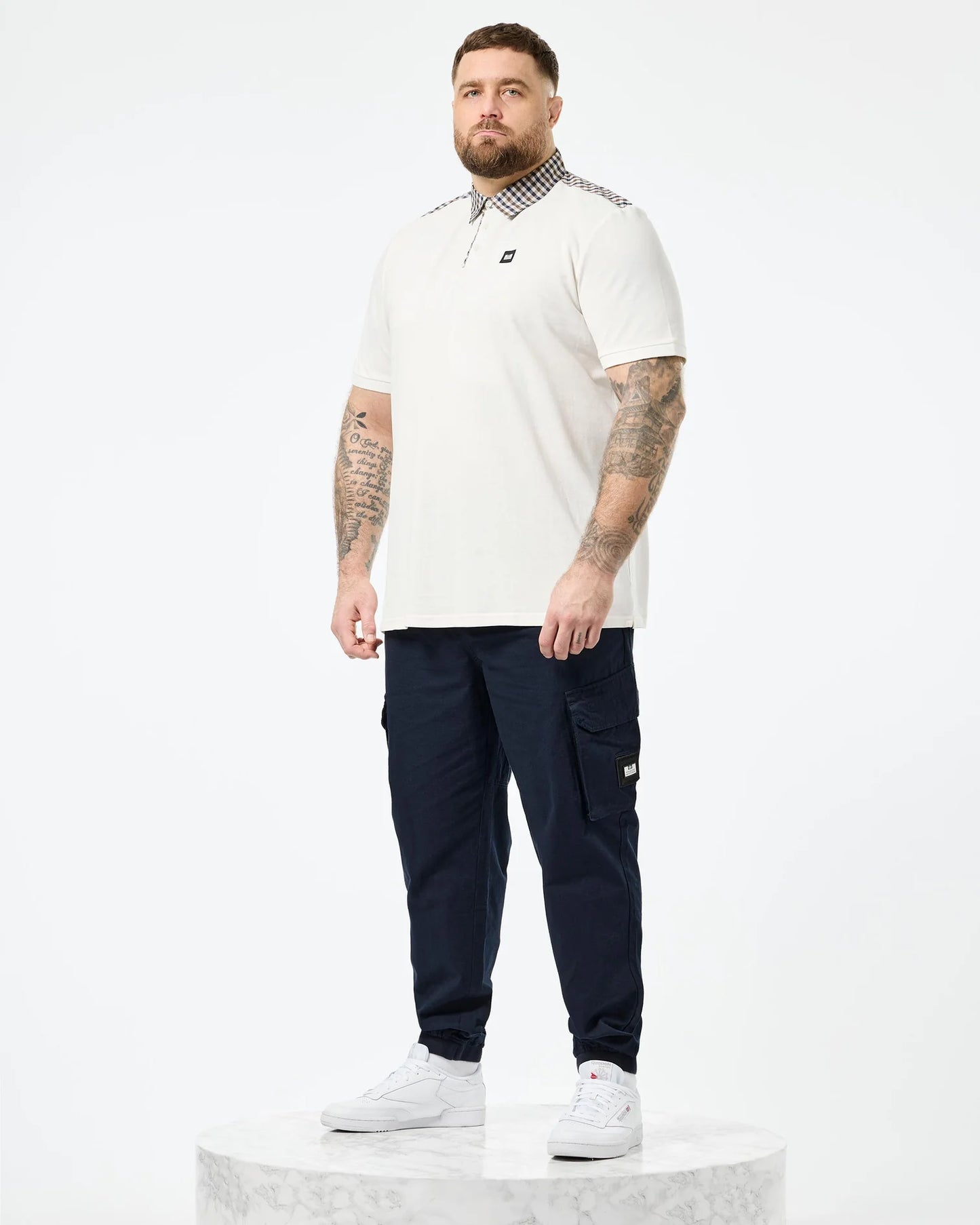 Weekend Offender Plus Size Costa Polo Shirt Ghost/Mid House Check