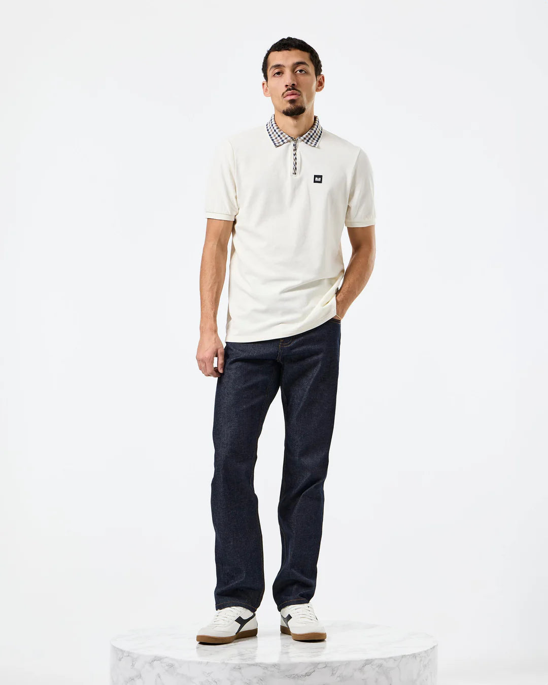 Weekend Offender Lachine Jacquard Rib Polo Shirt Ghost/Mid House Check
