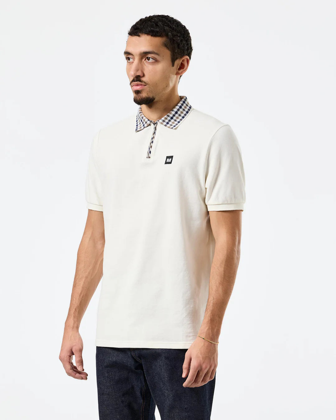 Weekend Offender Lachine Jacquard Rib Polo Shirt Ghost/Mid House Check