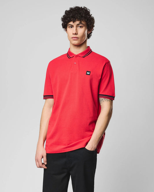 Weekend Offender Levanto Tipped Polo Shirt Watermelon/Navy
