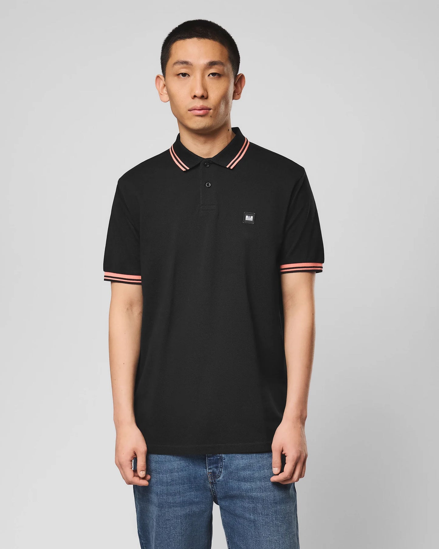 Weekend Offender Levanto Tipped Polo Shirt Black/Coral