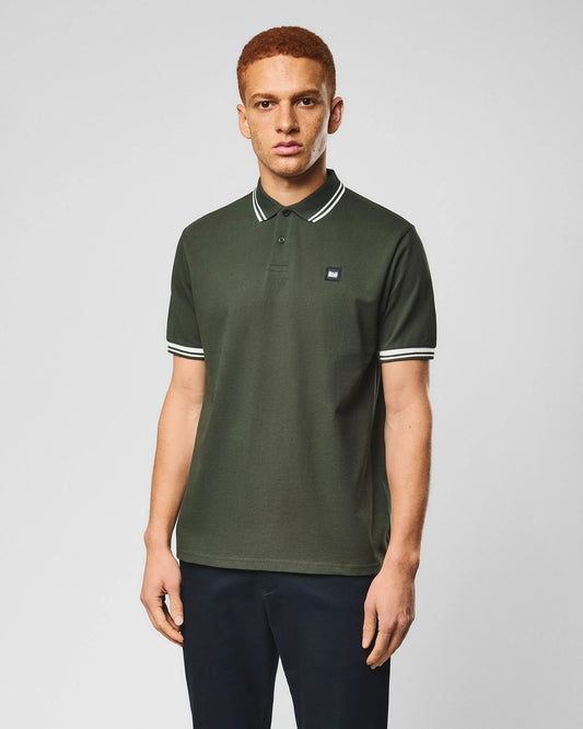 Weekend Offender Levanto Tipped Polo Shirt Black Forest Green/Ghost