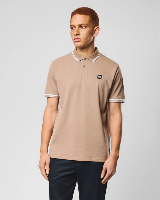 Weekend Offender Levanto Tipped Polo Shirt Driftwood/Ghost
