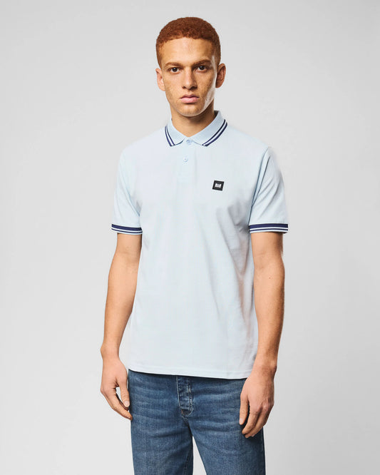 Weekend Offender Levanto Tipped Polo Shirt Sky/Dark Sapphire Blue