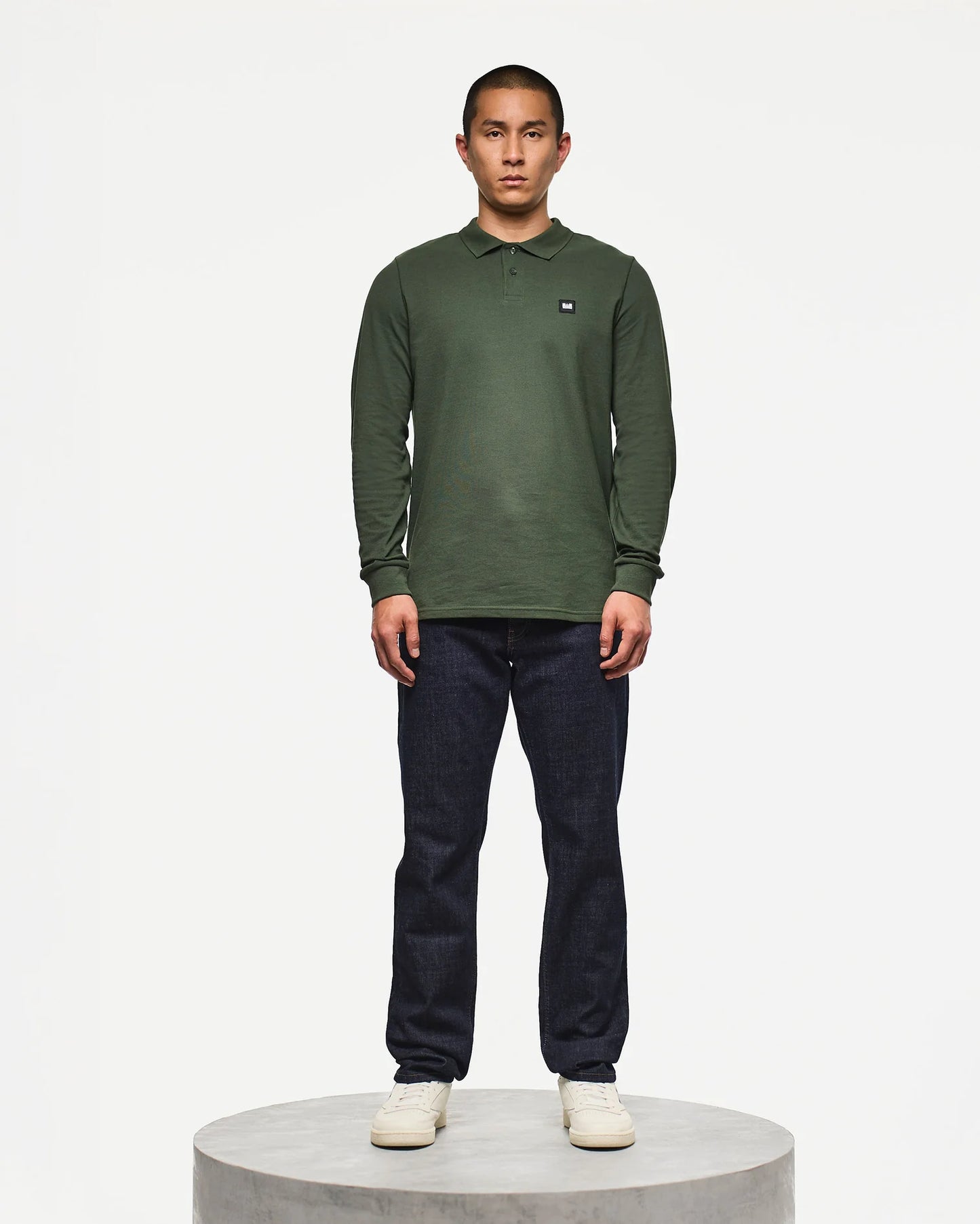 Weekend Offender Dice Long Sleeve Polo Shirt Black Forest Green