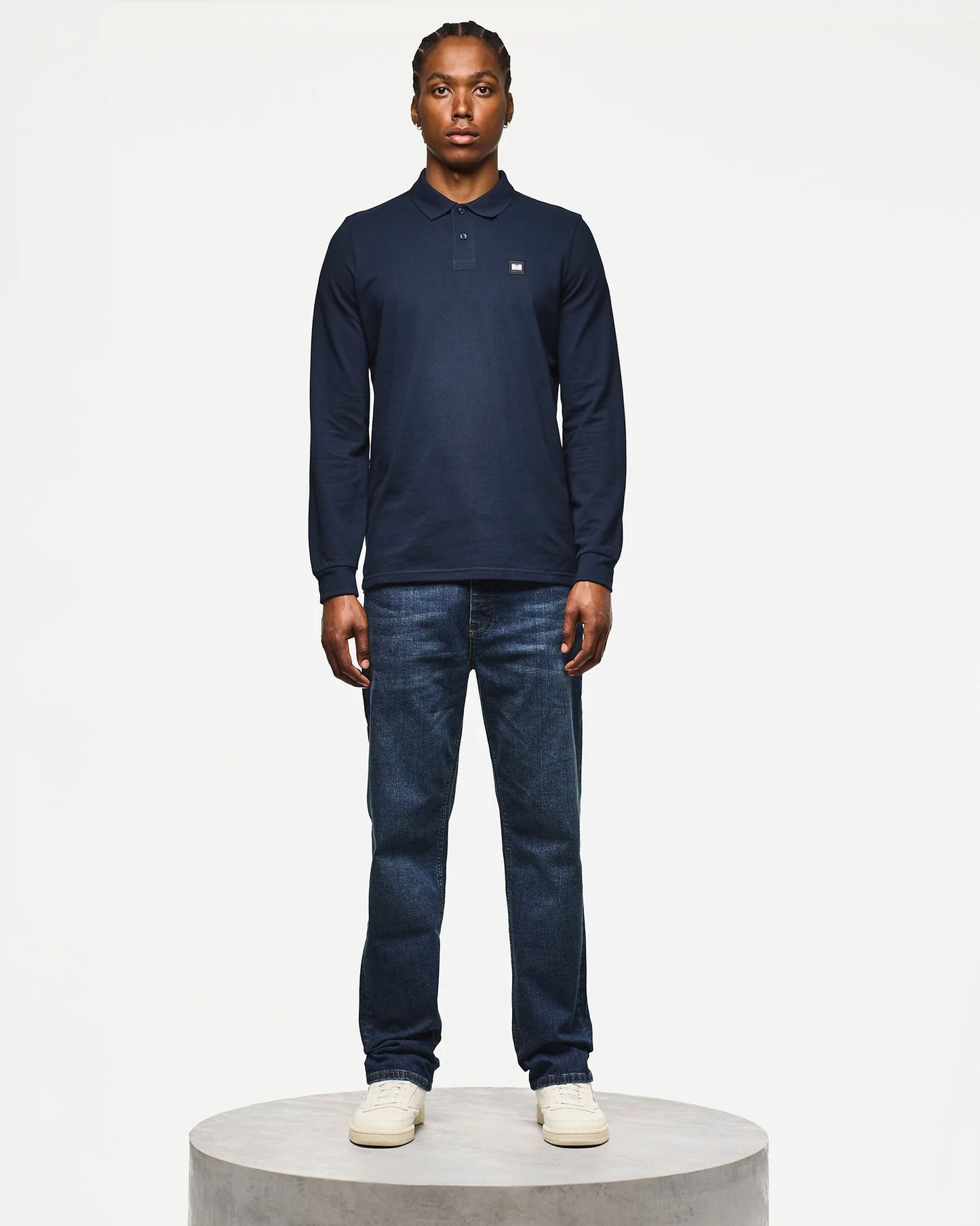 Weekend Offender Dice Long Sleeve Polo Shirt Navy