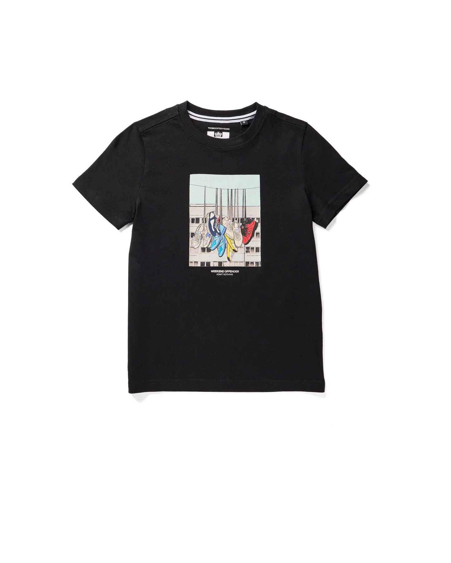 Weekend Offender Junior Battle Lines Graphic T-Shirt Black