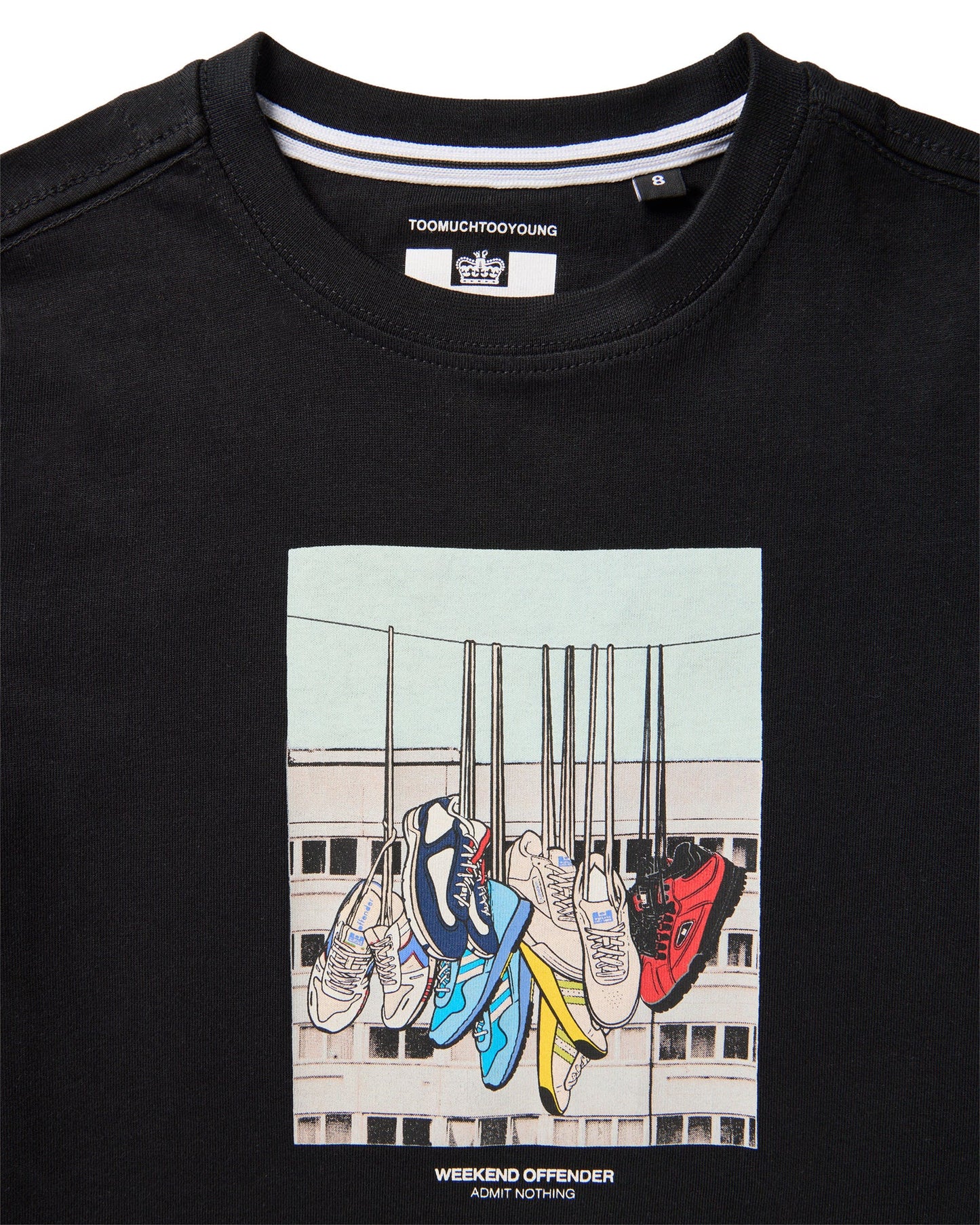 Weekend Offender Junior Battle Lines Graphic T-Shirt Black