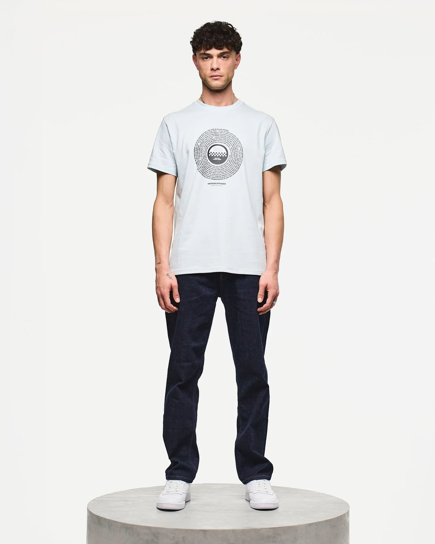 Weekend Offender Friday Night, Saturday Morning Graphic T-Shirt Sea Spray Blue
