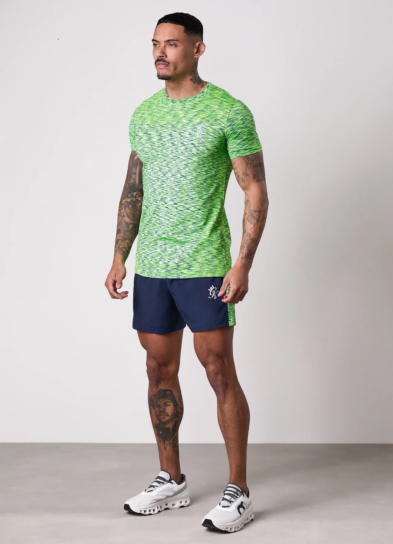 Gym King Space Dye Panel 5" Short Lime/Navy Grindle