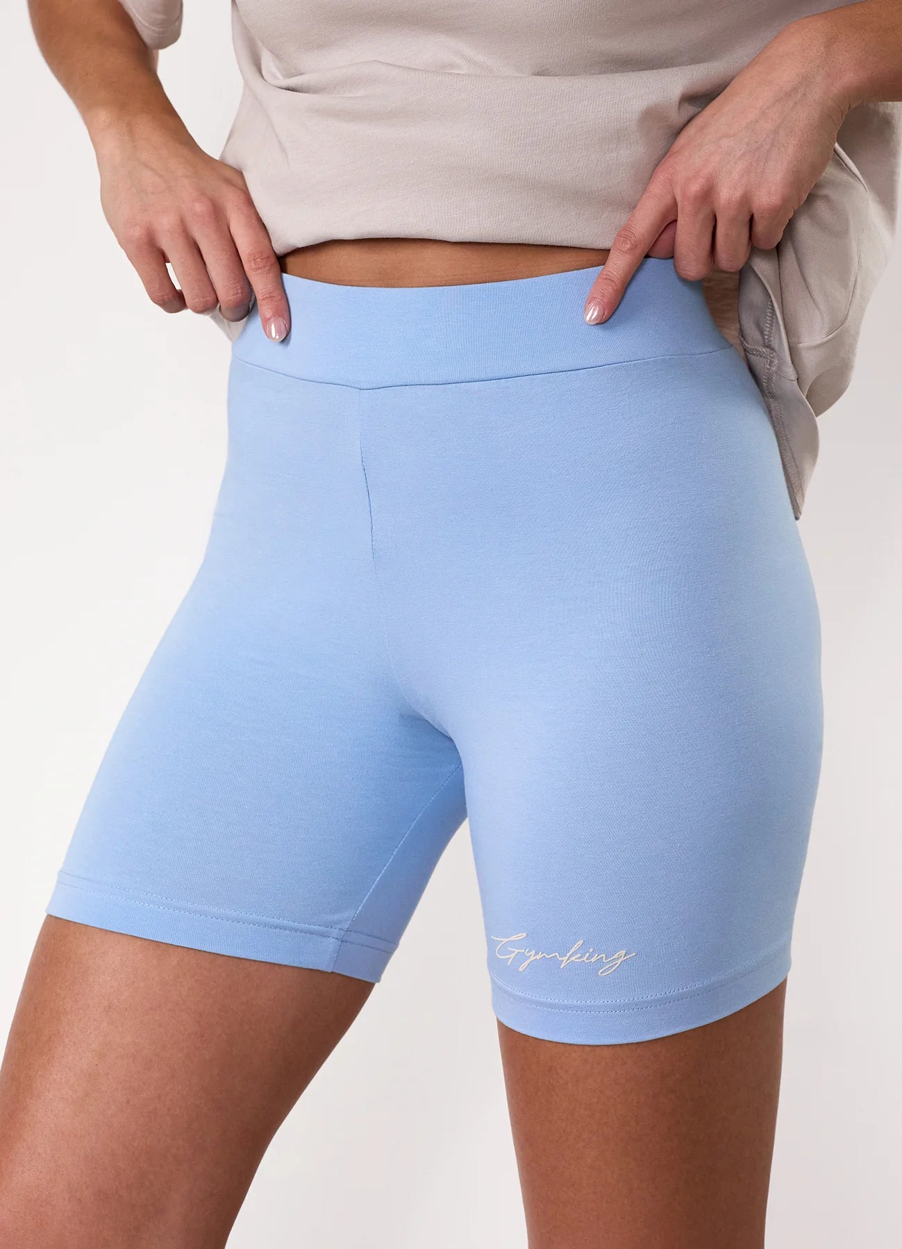 Gym King Ladies Script Mindset Jersey Short Sky Blue/Light Stone