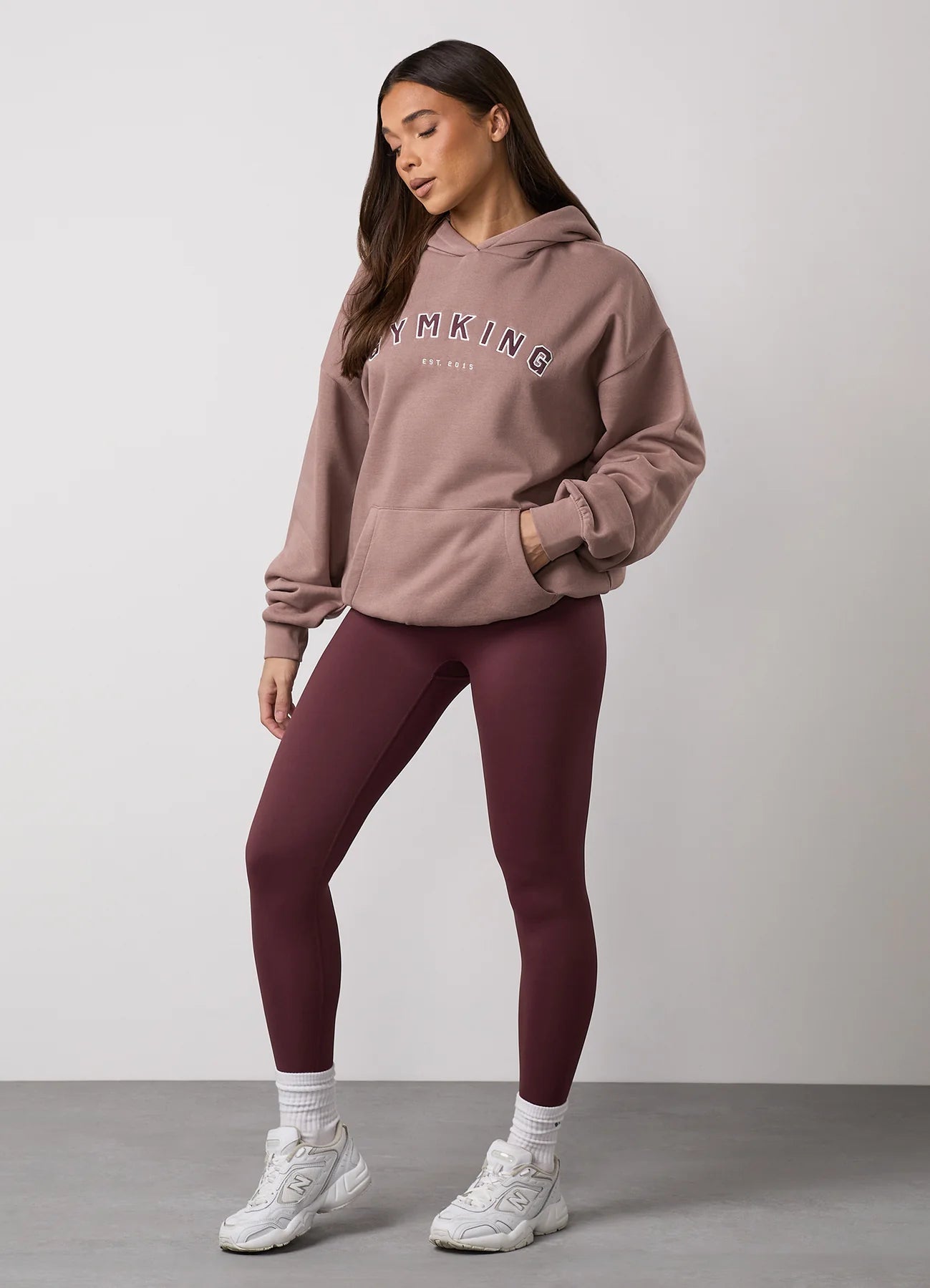 Gym King Ladies Shadow Oversized Hoodie Fawn