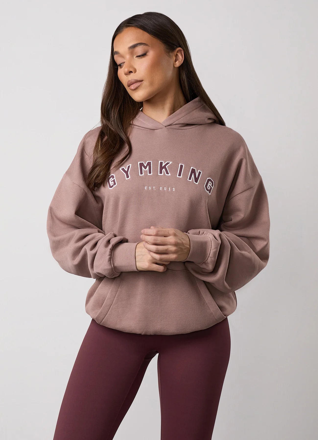 Gym King Ladies Shadow Oversized Hoodie Fawn