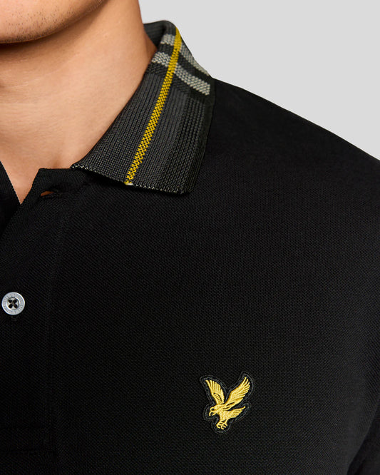 Lyle & Scott Tartan Collar Polo Shirt Black