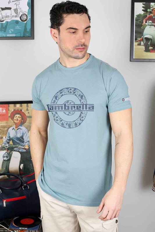 Lambretta Paisley Target T-Shirt Smoke Blue