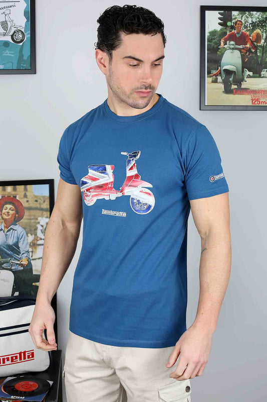 Lambretta Scooter Flag T-Shirt Dark Blue