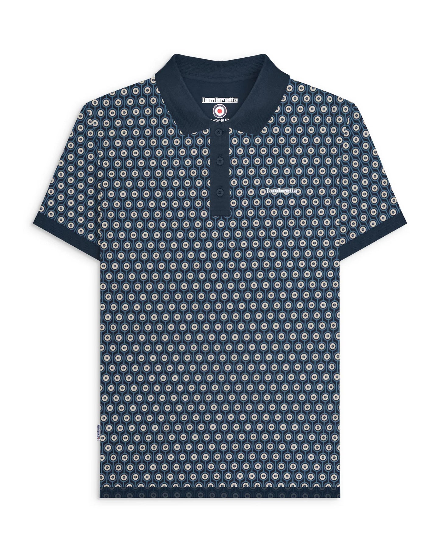 Lambretta Geo Roundel Polo Shirt Navy/Silver