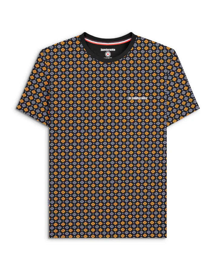 Lambretta Geo AOP T-Shirt Black/Gold