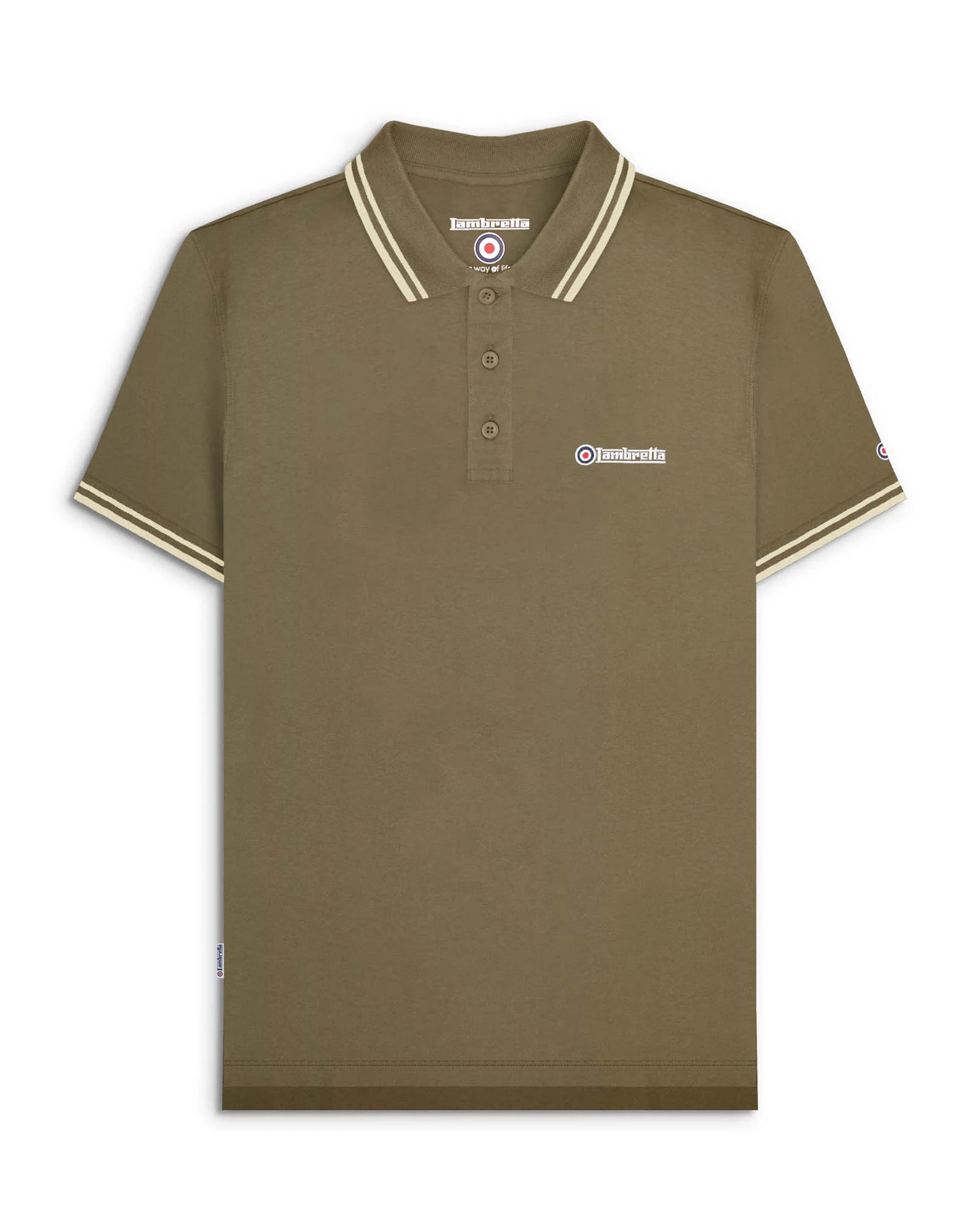 Lambretta Twin Tipped Polo Shirt Khaki/Oatmeal