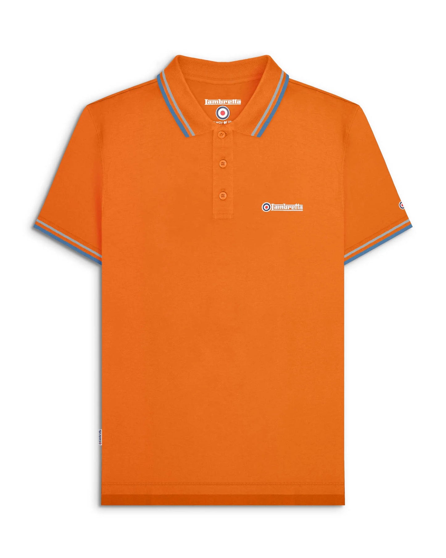 Lambretta Twin Tipped Polo Shirt Orange Sky/Dark Blue