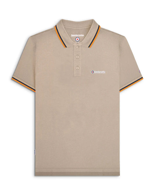 Lambretta Triple Tipped Polo Shirt Cashew/Stone/Navy/Orange