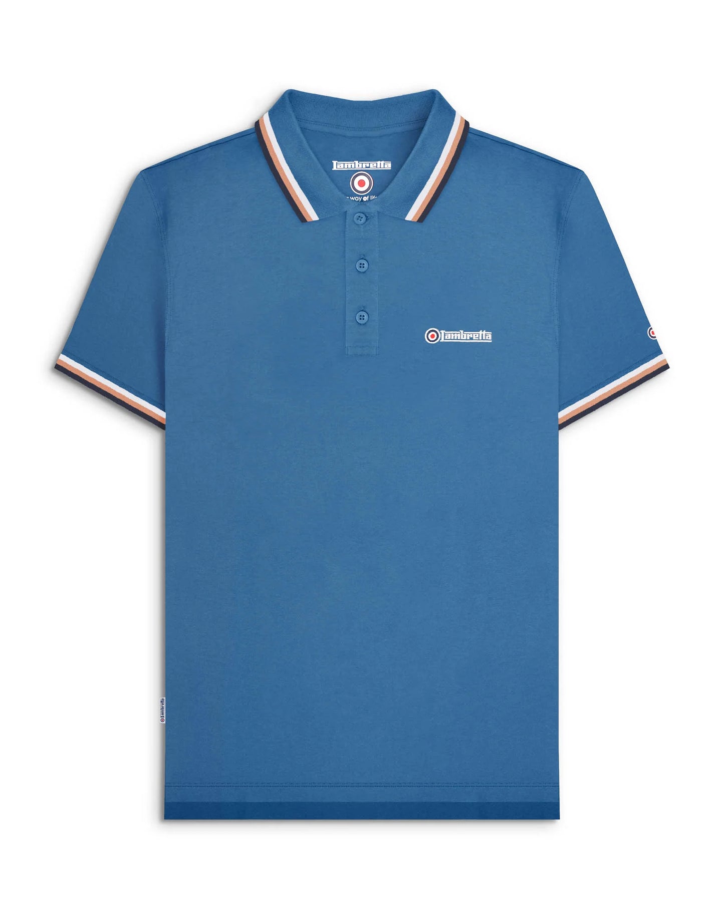 Lambretta Triple Tipped Polo Shirt Dark Blue White/Cork/Navy