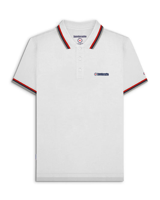 Lambretta Triple Tipped Polo Shirt White/Red/Navy/Iron