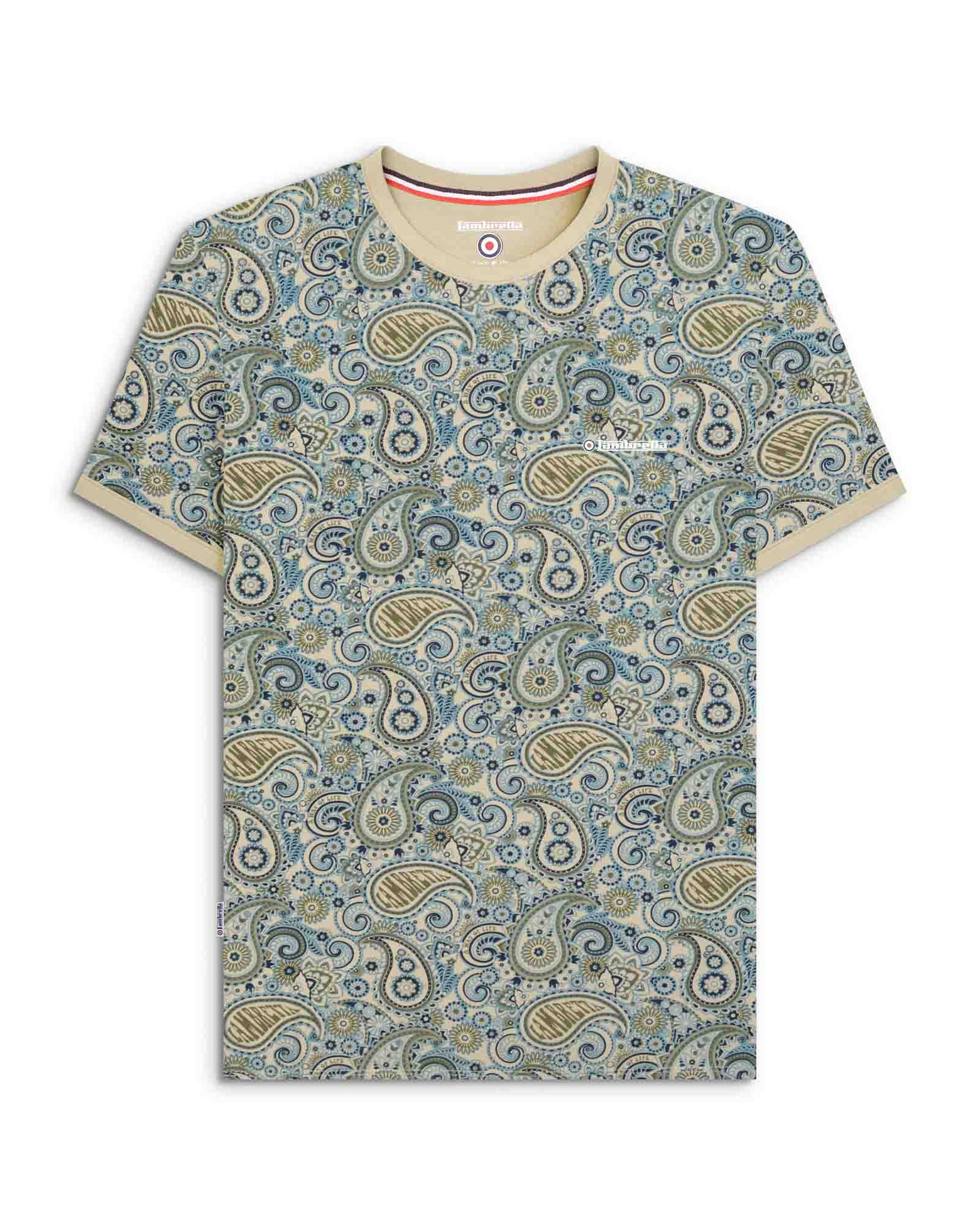 Lambretta Paisley Brand T-Shirt Wood Ash/Khaki