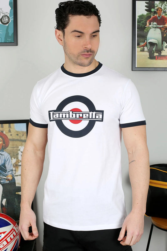Lambretta Logo Ringer T-Shirt White/Navy